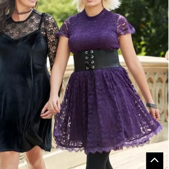 Torrid Deep Purple High Neck Lace Skater Party Dress Size 18 - Picture 16 of 16